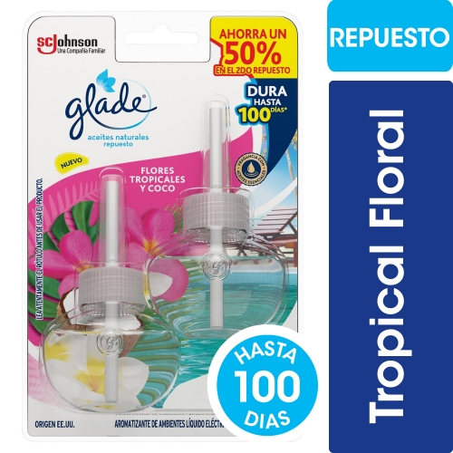 GLADE ACEITE NAT TWINPACK TROP FLORAL 2x21 ml (895)