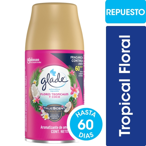 GLADE AUTOM REP FLORES TROPICALES Y COCO 270ml (1128)